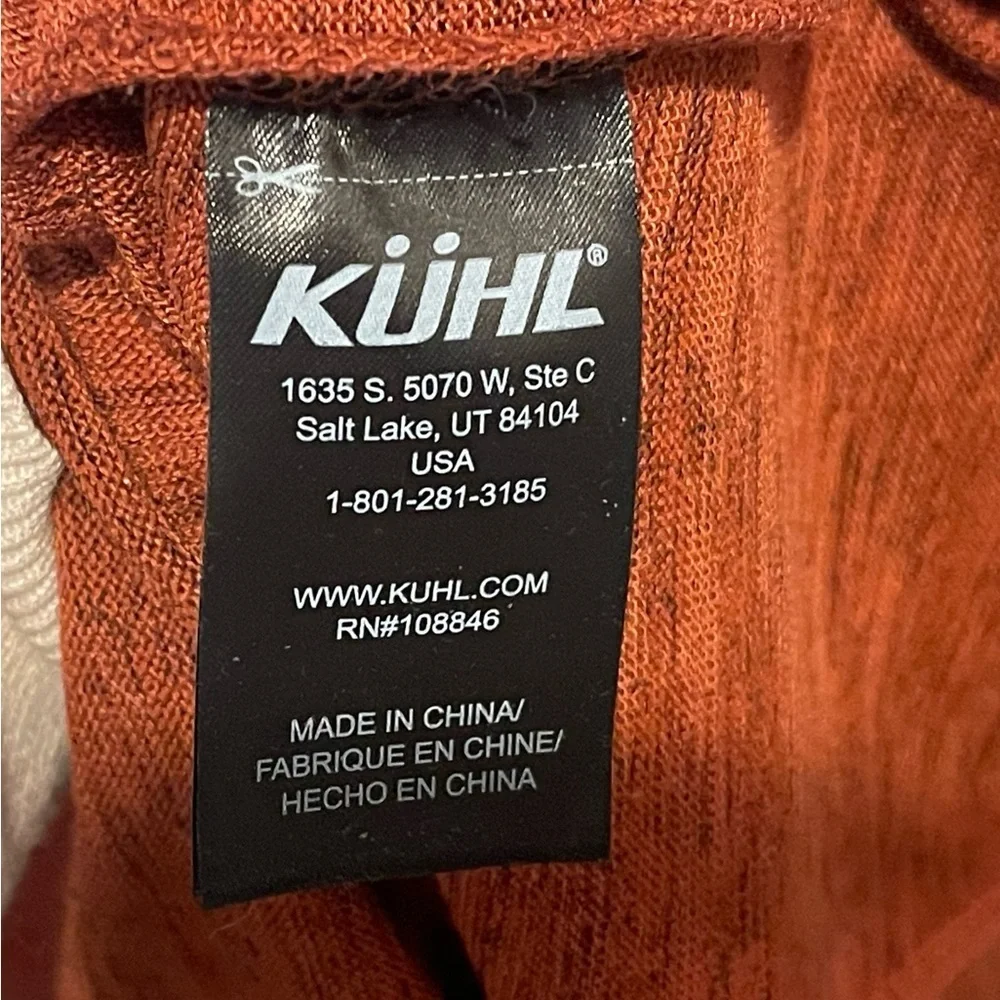 Kuhl LÉA Dress Cowl Neck Drawcord Thumb Holes Pocket Rust Brown Size S